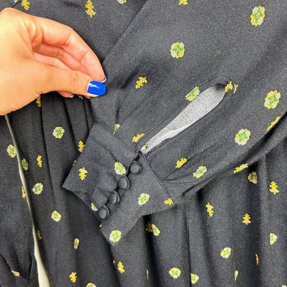 Free People Love Grows Black Geometric Print Long Slv Keyhole Romper Playsuit S - Picture 15 of 16